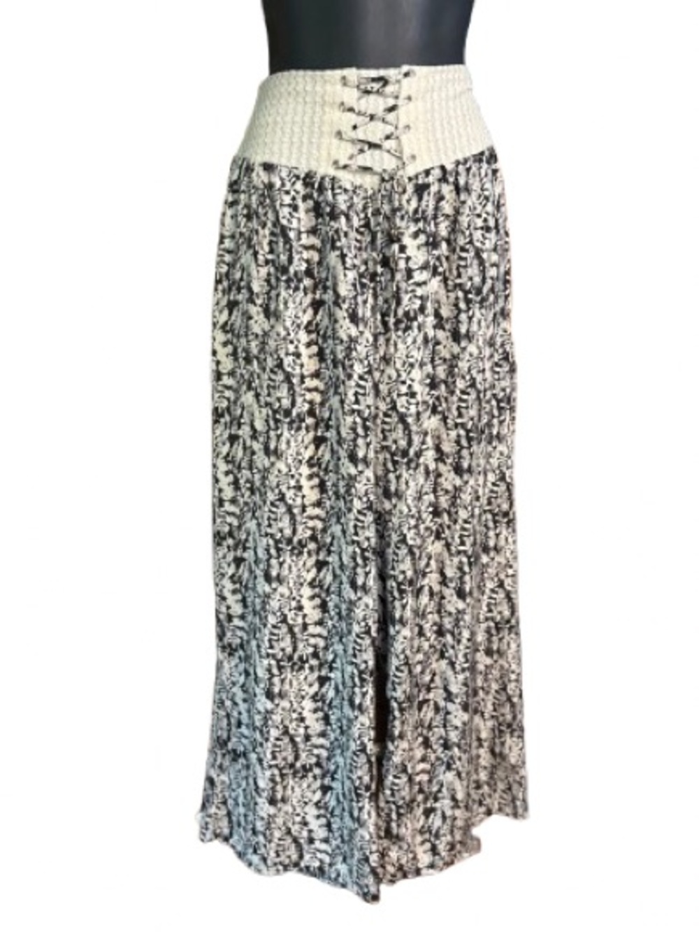 Hayden high corset-style smocked waistband lace-up wide-leg medium - Picture 1 of 10